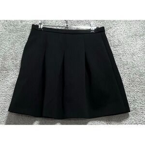 Madewell Skirt Women's 0 Black Zipper  Jacquard Pleated Front Mini Polyester